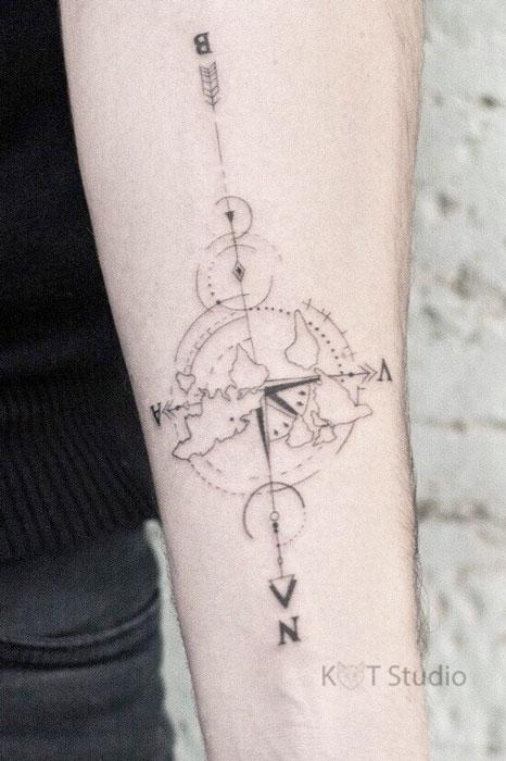 Основные значения тату компас