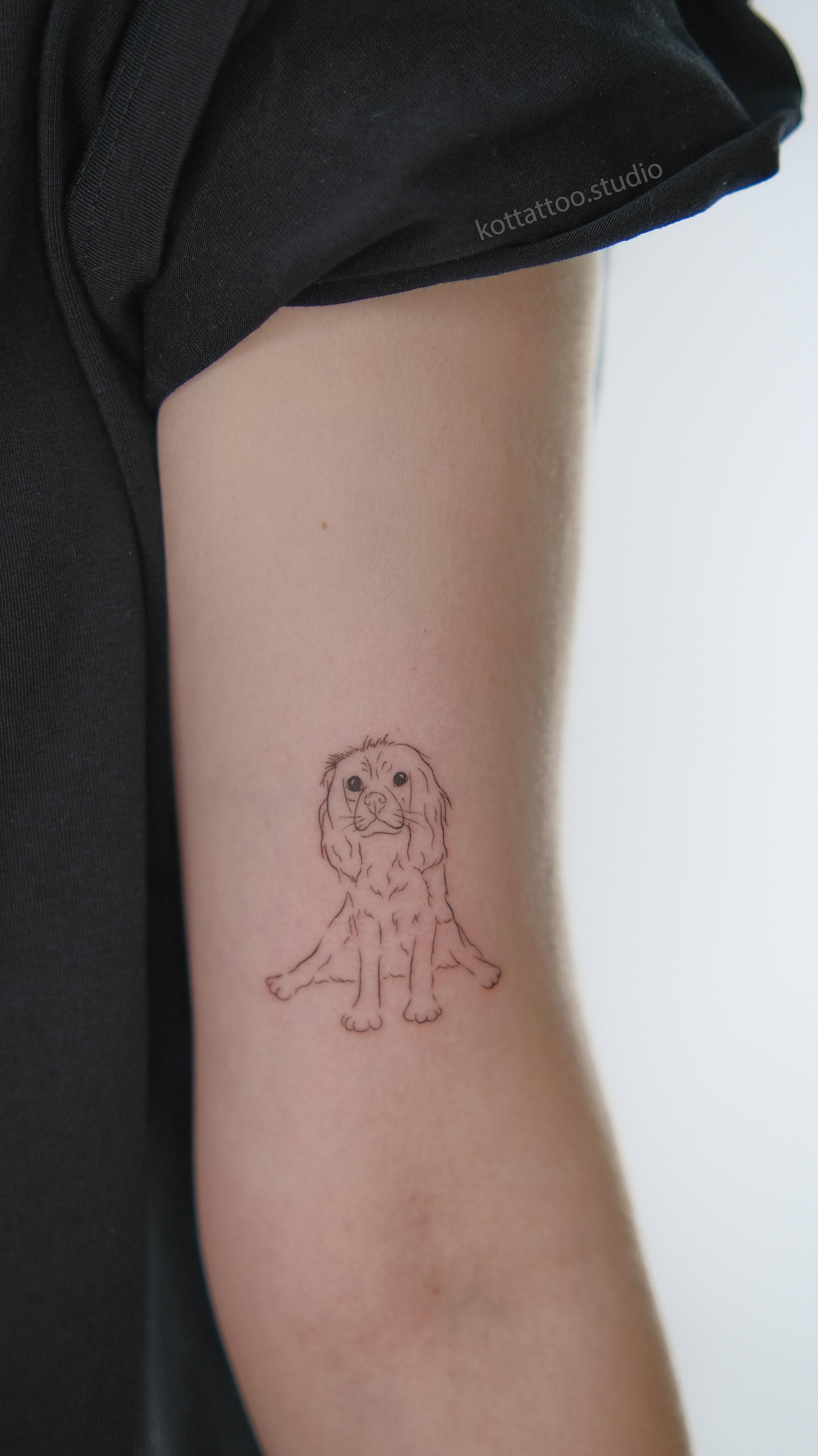 Тату собака в стиле минимализм - мастер Доша, портфолио КOT Tattoo Studio